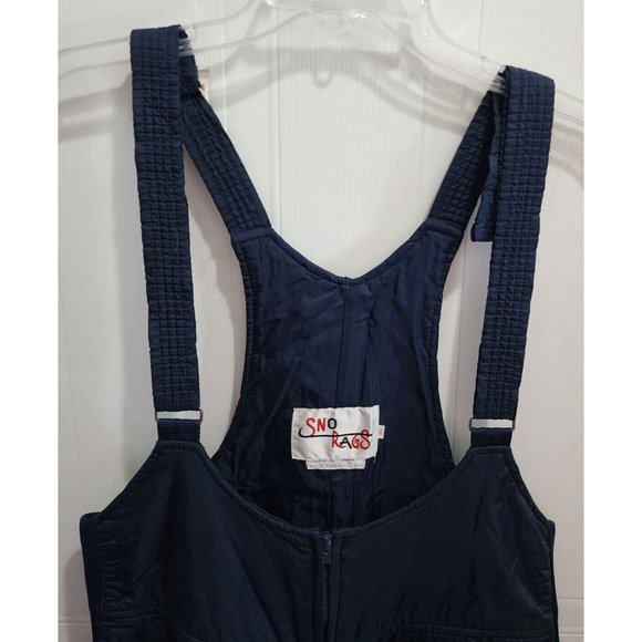 VTG Sno Rags Snow Ski Snowboarding Zip Up Bibs Pants Navy Blue Men's Size 34 - Picture 2 of 13